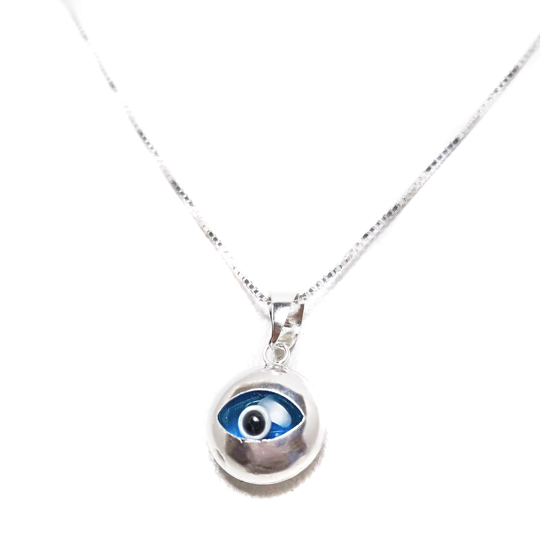 COLLAR ANDREA COGGIOLA JOYAS OJO TURCO CRISTAL AZUL PLATA FINA 925 - 2