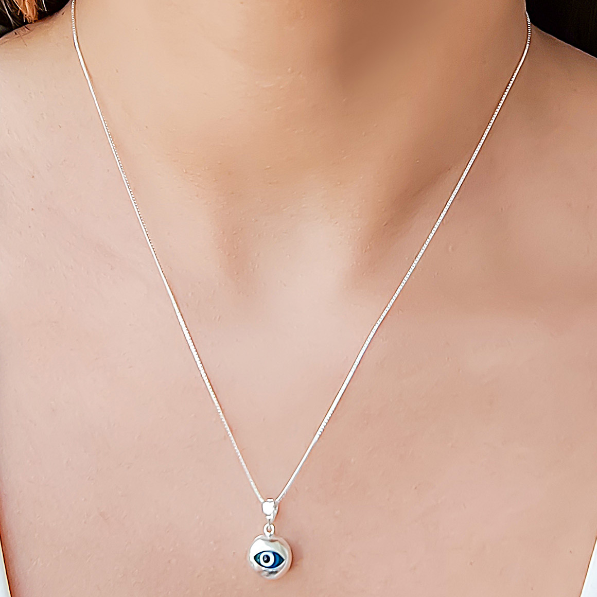 COLLAR ANDREA COGGIOLA JOYAS OJO TURCO CRISTAL AZUL PLATA FINA 925 - 3