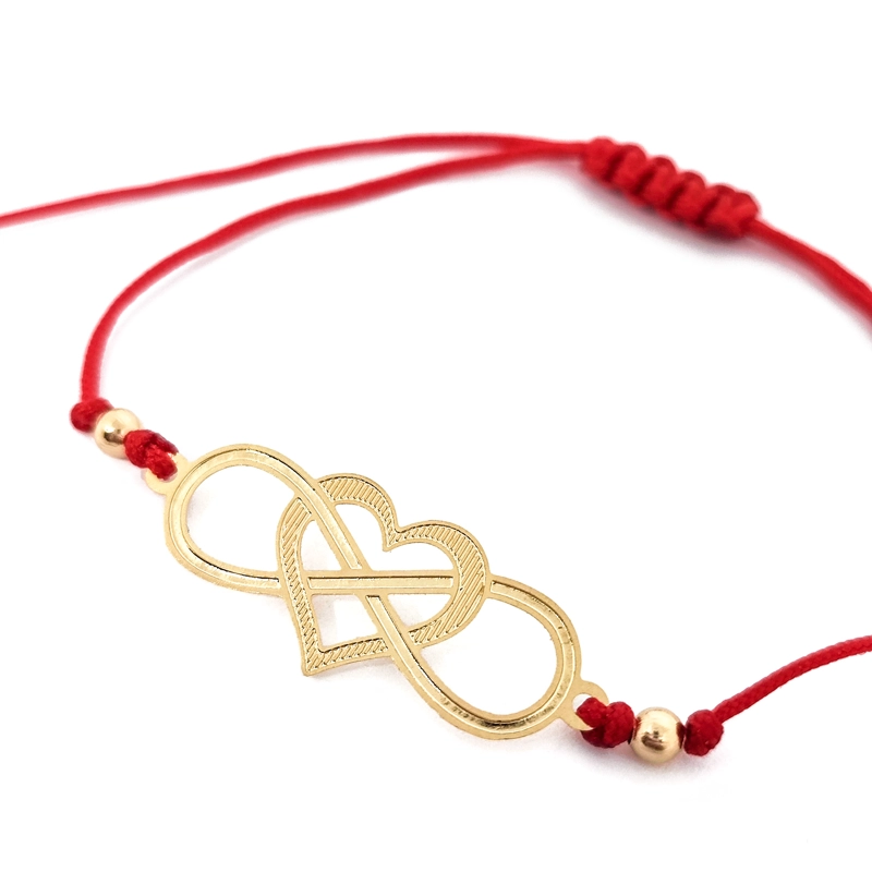 PULSERA ANDREA COGGIOLA JOYAS CORAZÓN INFINITO CORDÓN ROJO ENCHAPADO ORO 18K - 2