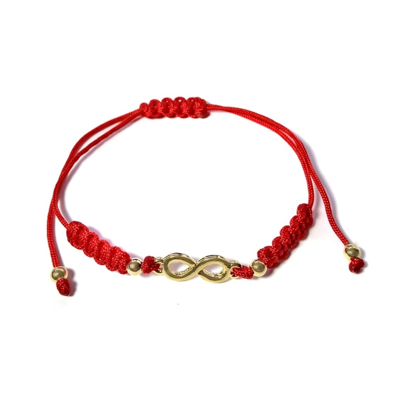 PULSERA INFINITO ENCHAPADO ORO 18K CORDÓN EN COLOR ROJO - 1