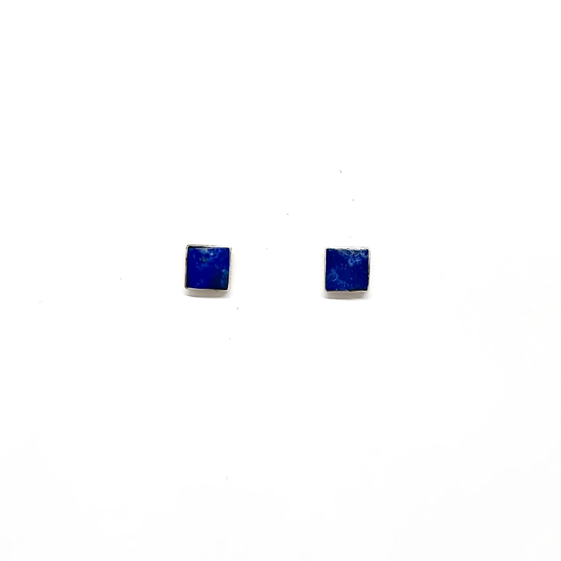 AROS ANDREA COGGIOLA JOYAS CUADRADOS LAPISLÁZULI PLATA FINA 925 - 1
