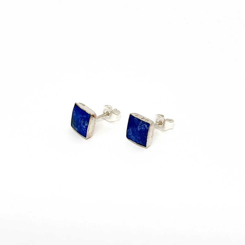 AROS ANDREA COGGIOLA JOYAS CUADRADOS LAPISLÁZULI PLATA FINA 925 - 2