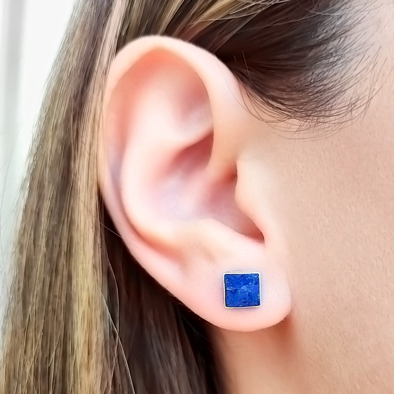 AROS ANDREA COGGIOLA JOYAS CUADRADOS LAPISLÁZULI PLATA FINA 925 - 3