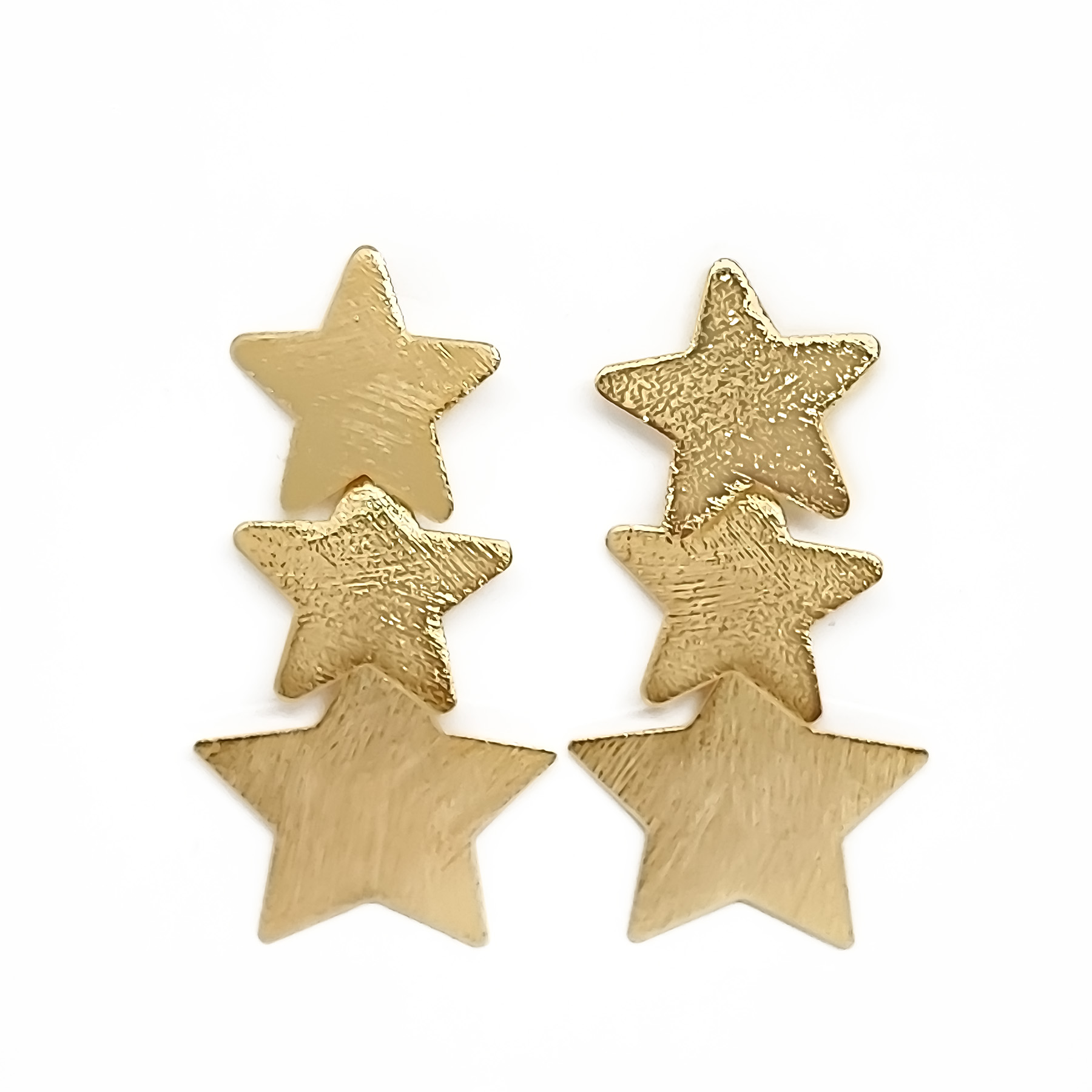 AROS ANDREA COGGIOLA JOYAS 3 ESTRELLAS SATINADAS ENCHAPADO ORO 18K - 1