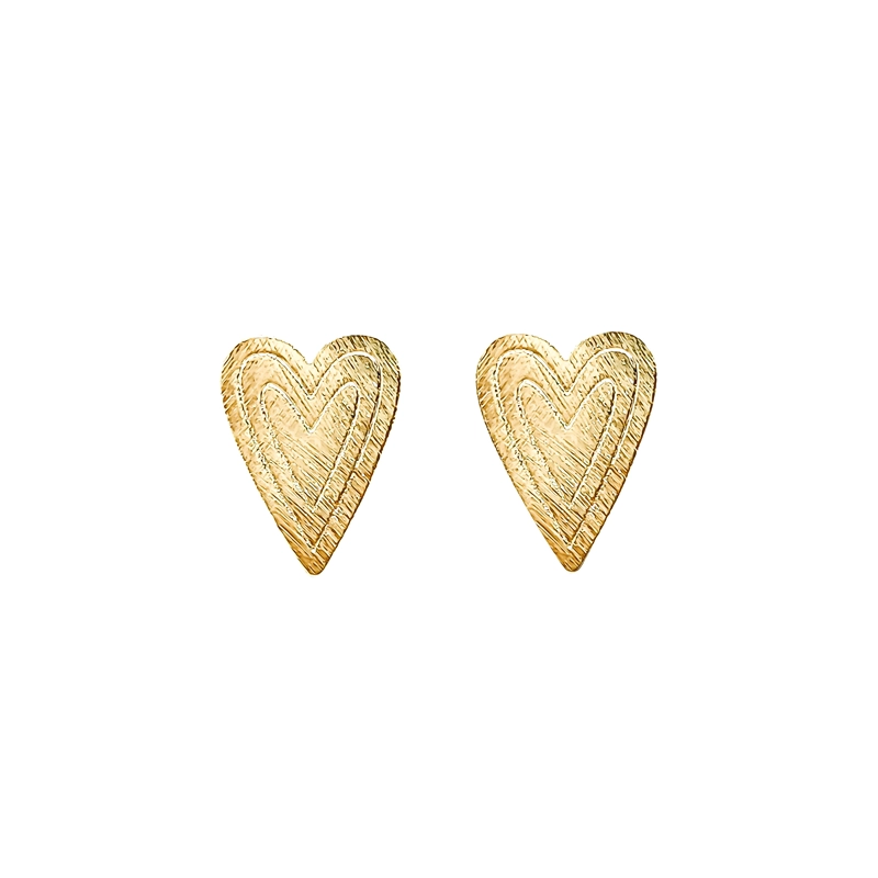 AROS CORAZON SATINADO ENCHAPADO ORO 18K - 1