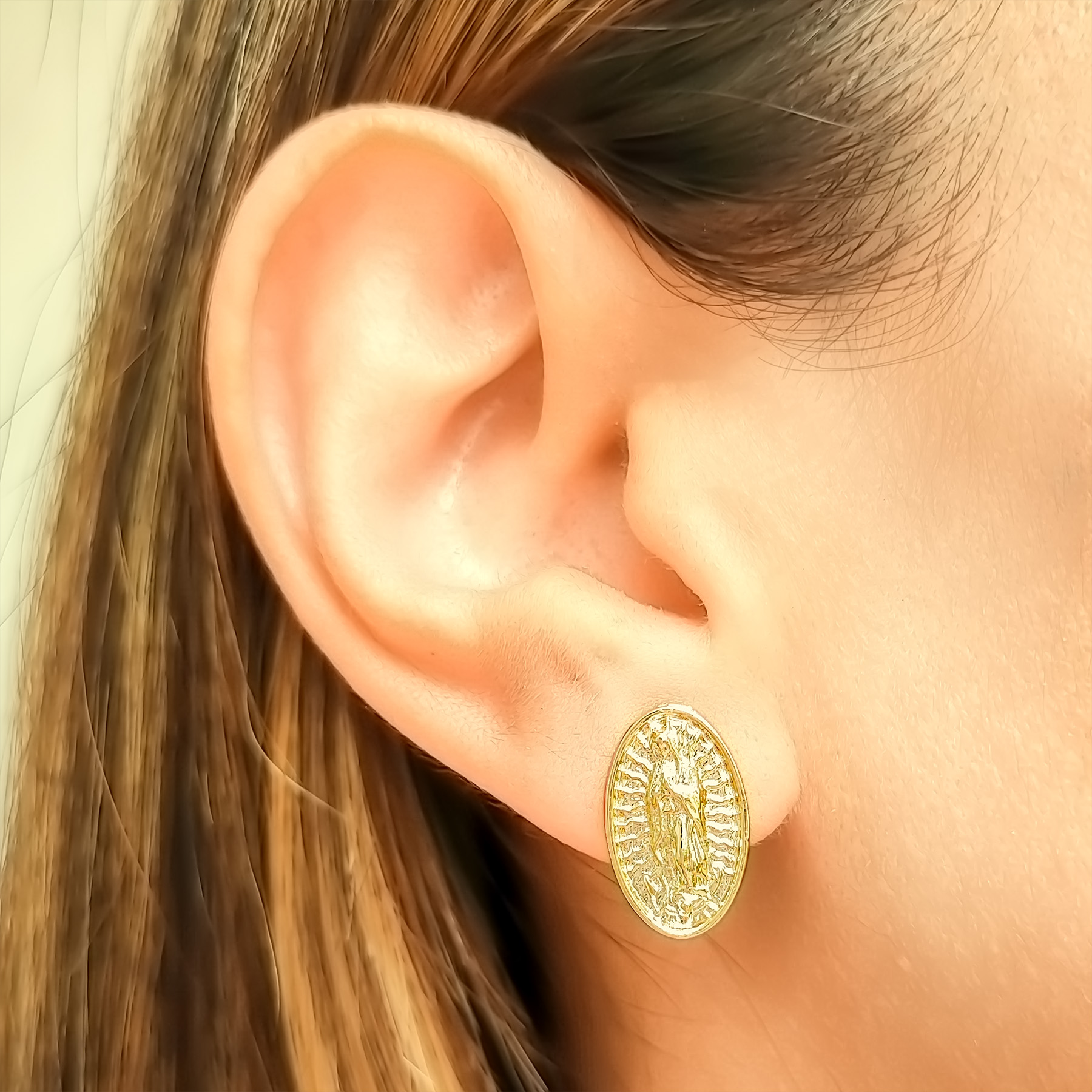 AROS ANDREA COGGIOLA JOYAS MEDALLA VIRGEN DE GUADALUPE ENCHAPADO ORO 18K - 3