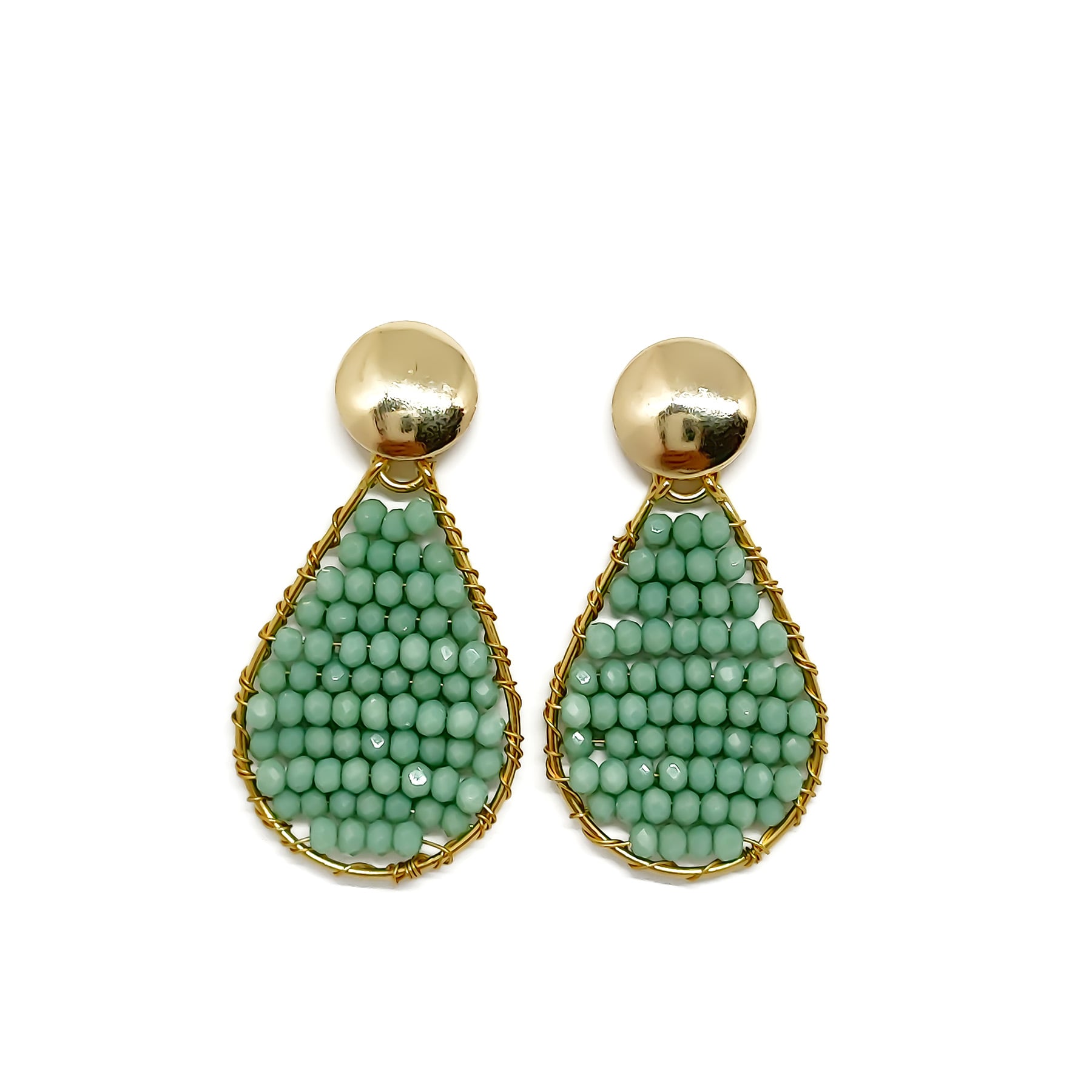 AROS ANDREA COGGIOLA JOYAS MOSTACILLA CRISTAL ALAMBRE BRONCE TOPE ENCHAPADO ORO 18K - 1