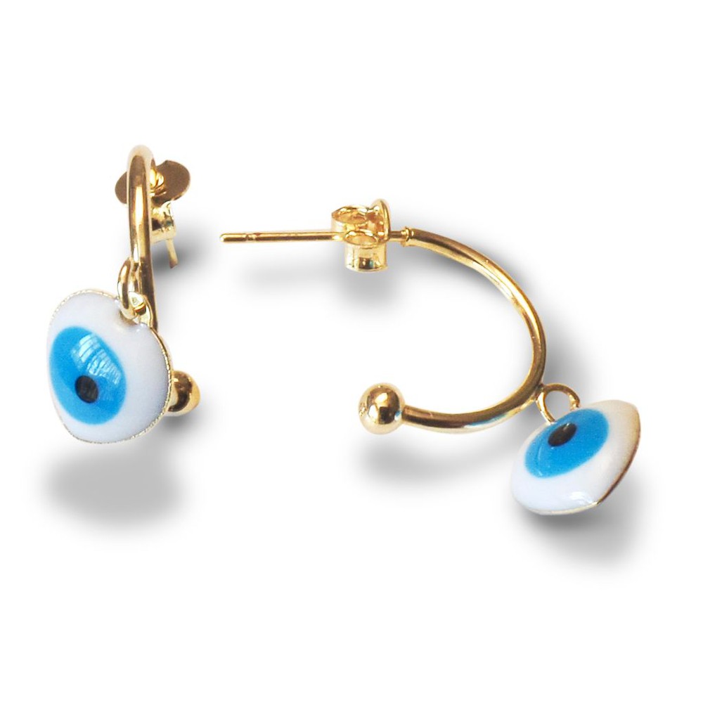 AROS ANDREA COGGIOLA JOYAS ARGOLLA COLGANTE CORAZÓN OJO TURCO ENCHAPADO ORO 18K - 1
