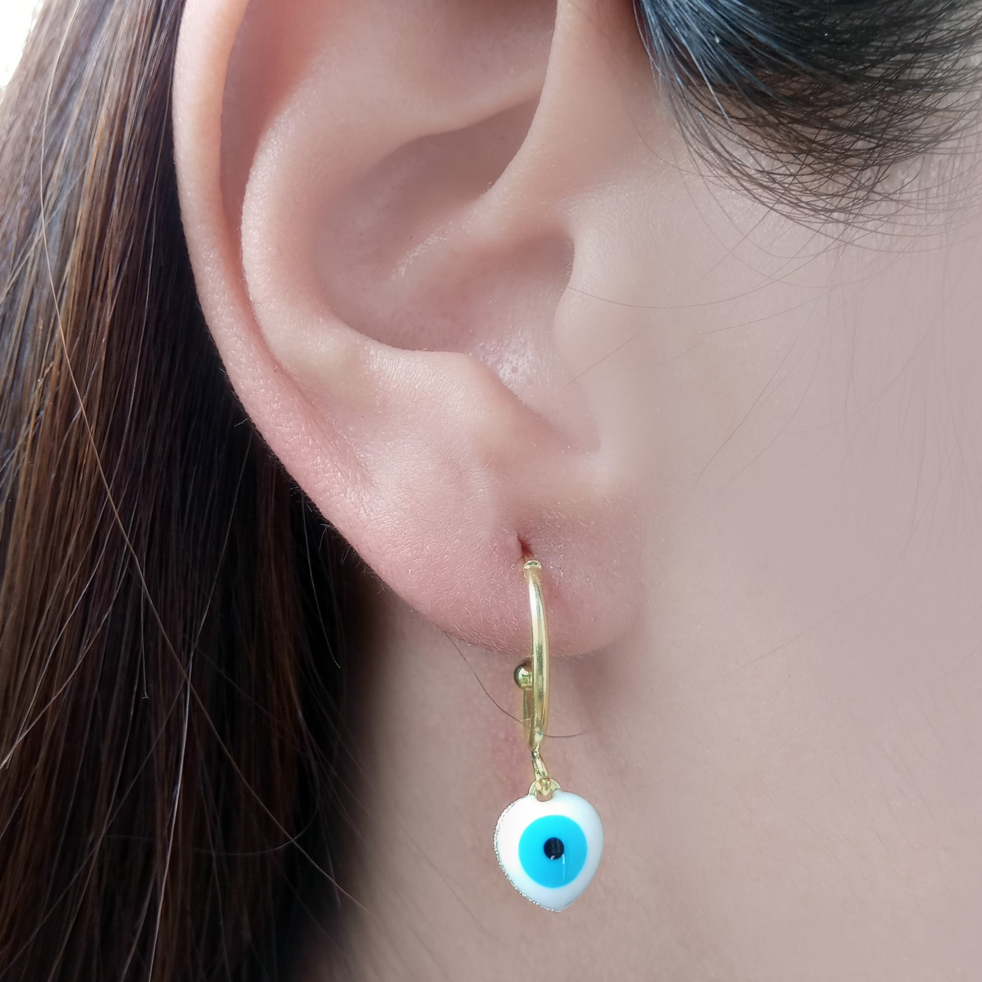 AROS ANDREA COGGIOLA JOYAS ARGOLLA COLGANTE CORAZÓN OJO TURCO ENCHAPADO ORO 18K - 2