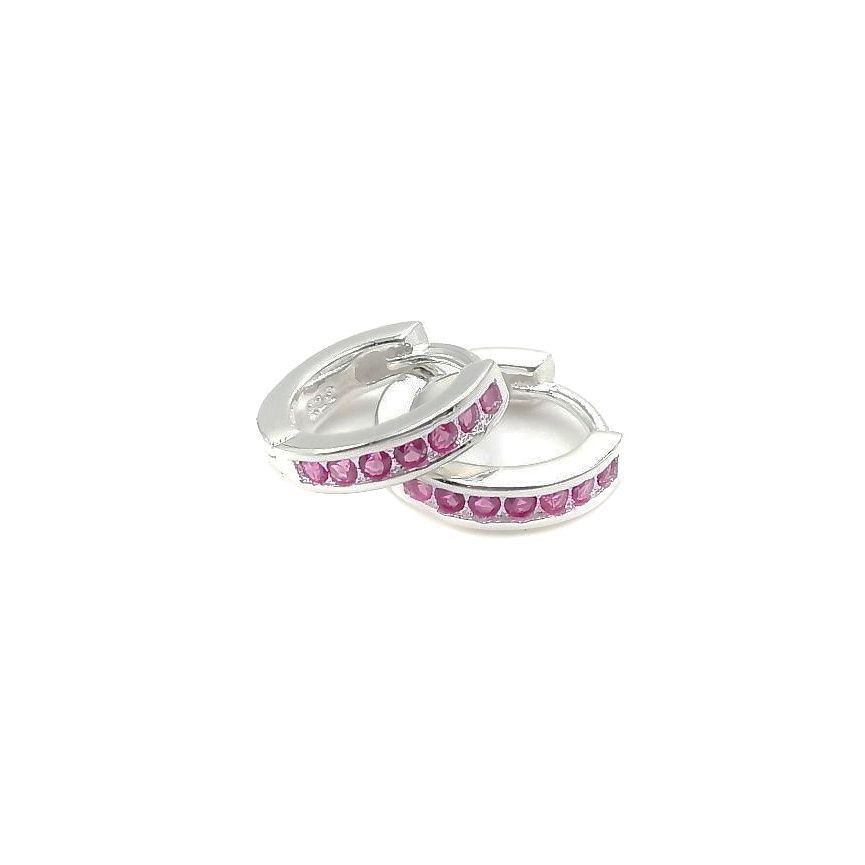 AROS ANDREA COGGIOLA JOYAS ARGOLLA MINI CIRCONES FUCSIA PLATA FINA 925 - 1