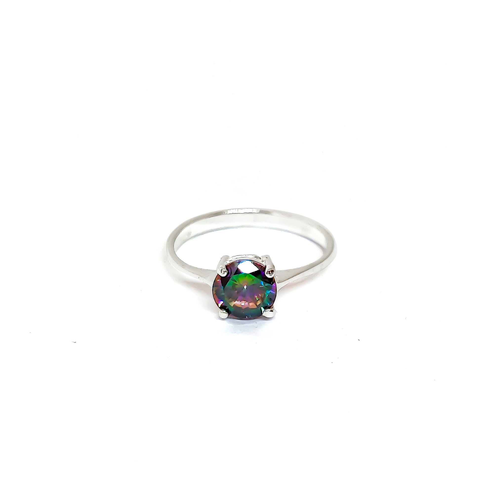 ANILLO ANDREA COGGIOLA JOYAS SOLITARIO 4 GRIFAS TOPACIO MÍSTICO #19 PLATA FINA 925 - 1