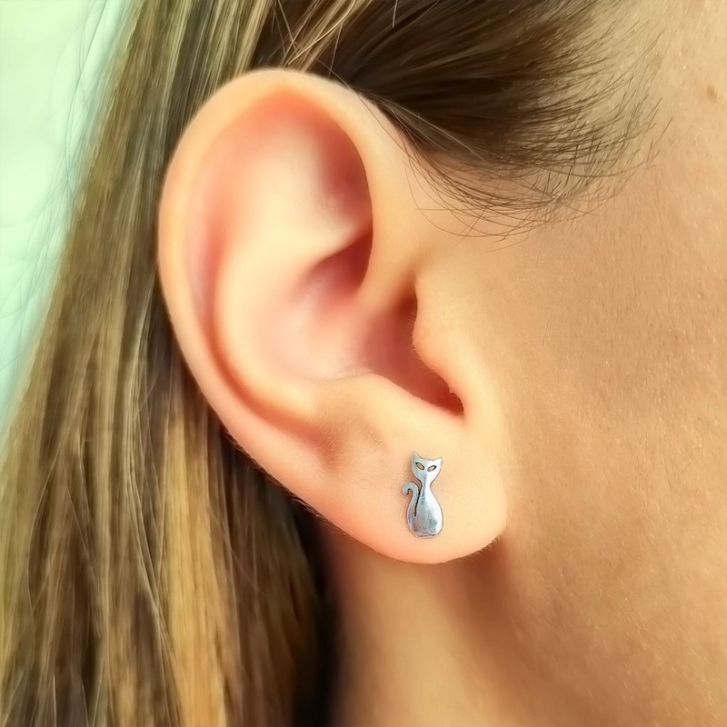 AROS ANDREA COGGIOLA JOYAS GATO LISO PLATA FINA 925 - 3