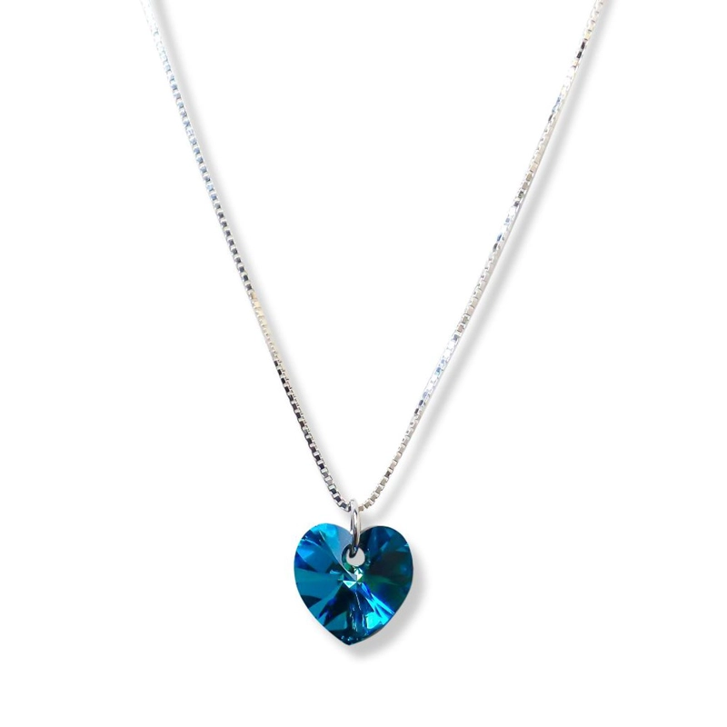 COLLAR ANDREA COGGIOLA JOYAS PLATA FINA 925 CORAZÓN CRISTAL AUSTRÍACO CADENA VENECIANA - 1
