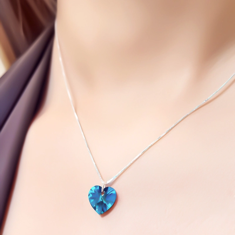 COLLAR ANDREA COGGIOLA JOYAS PLATA FINA 925 CORAZÓN CRISTAL AUSTRÍACO CADENA VENECIANA - 3