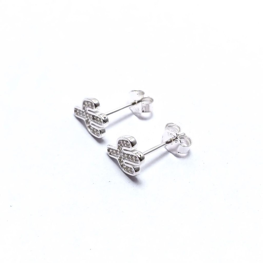 AROS ANDREA COGGIOLA JOYAS CACTUS CIRCÓN BLANCO PLATA FINA 925 - 2