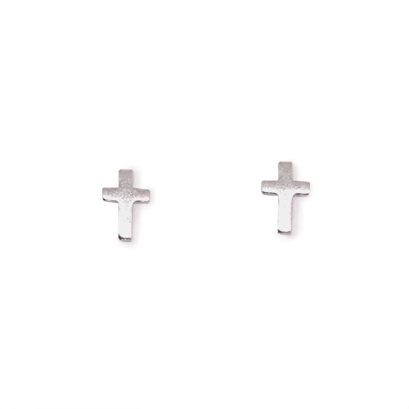 AROS ANDREA COGGIOLA JOYAS CRUZ MINI PLATA FINA 925 - 1