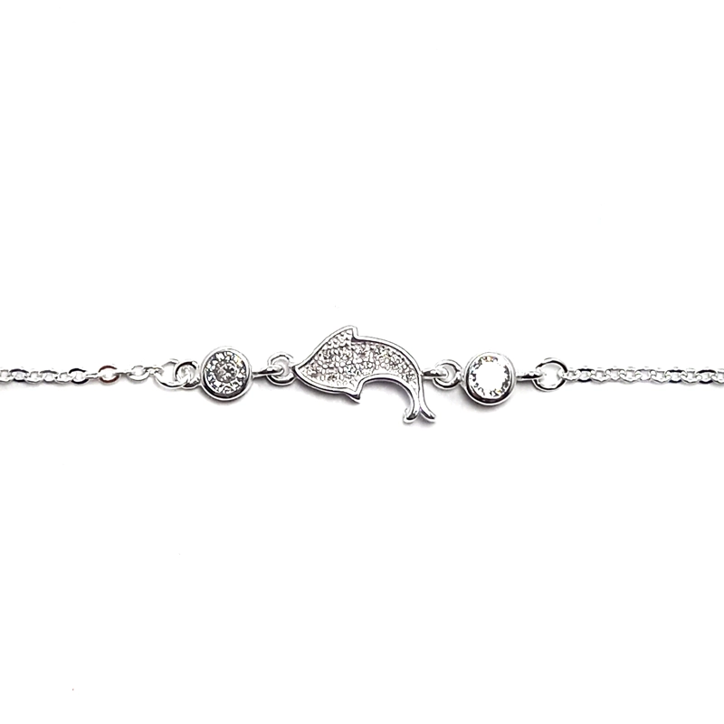PULSERA ANDREA COGGIOLA JOYAS DELFÍN 2 CIRCONES PLATA FINA 925 - 2