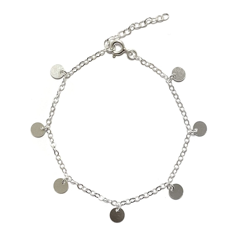 PULSERA ANDREA COGGIOLA JOYAS 7 MONEDAS COLGANTES PLATA FINA 925 - 1