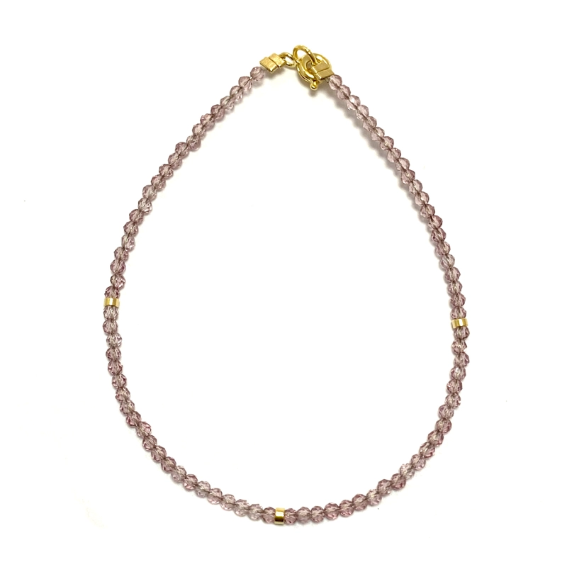 PULSERA ANDREA COGGIOLA JOYAS CRISTAL MORADO CLARO MOSTACILLAS ENCHAPADO ORO 18K - 1