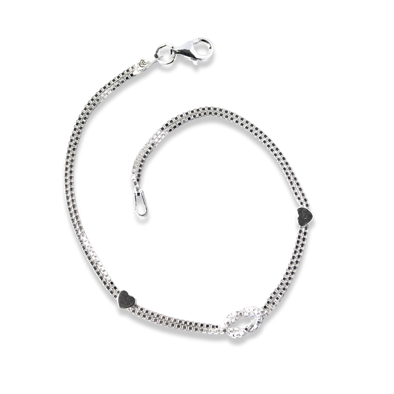 PULSERA ANDREA COGGIOLA JOYAS NUDO 2 CORAZONES PLATA FINA 925 - 1