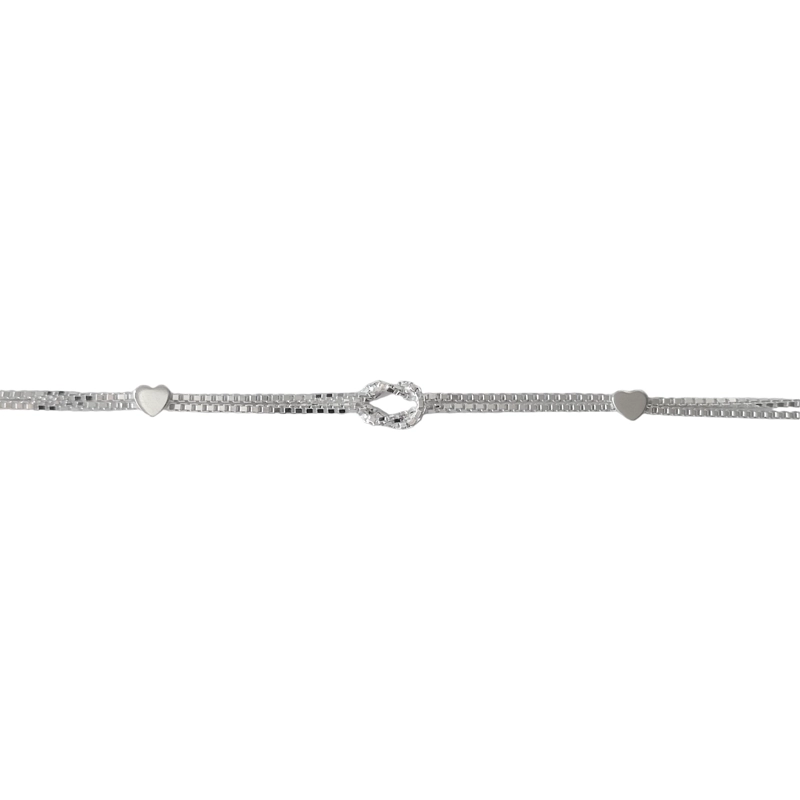 PULSERA ANDREA COGGIOLA JOYAS NUDO 2 CORAZONES PLATA FINA 925 - 2