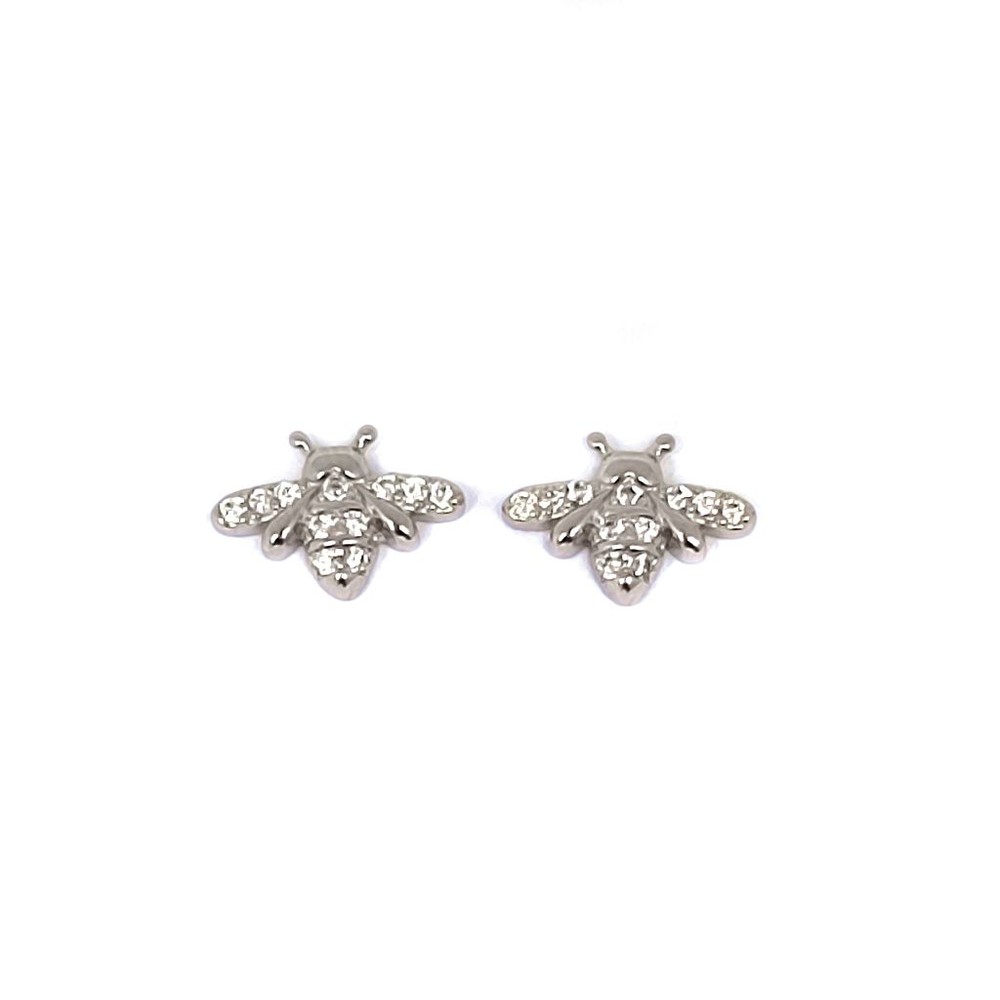AROS ANDREA COGGIOLA JOYAS ABEJA CIRCÓN BLANCO PLATA FINA 925 - 1