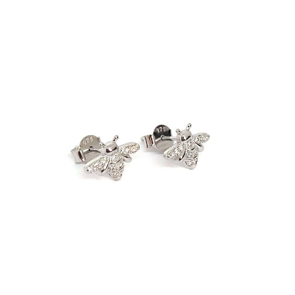 AROS ANDREA COGGIOLA JOYAS ABEJA CIRCÓN BLANCO PLATA FINA 925 - 2