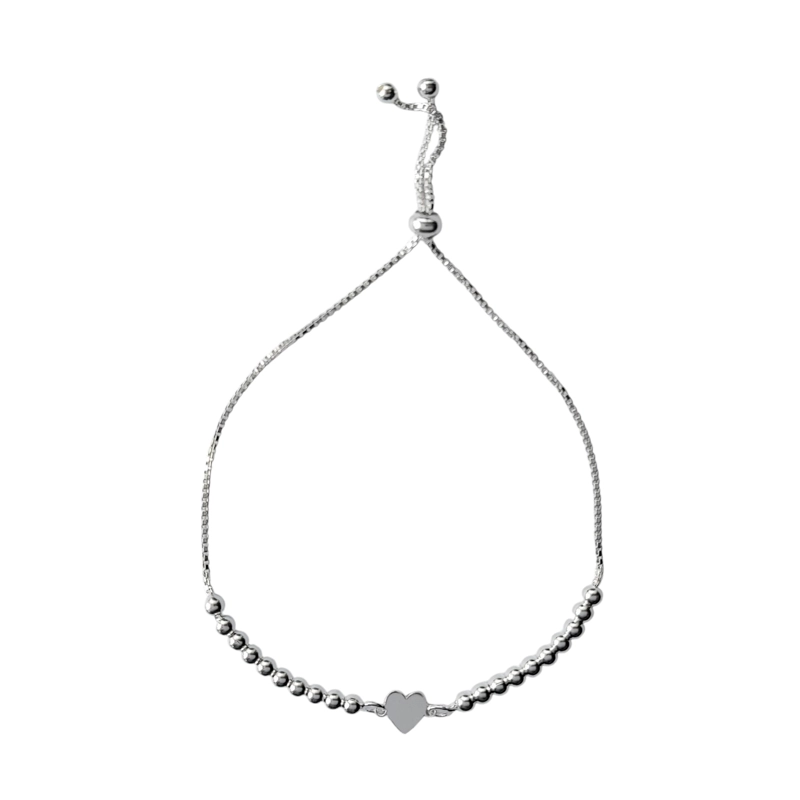 PULSERA ANDREA COGGIOLA JOYAS CORAZÓN BOLITAS PLATA FINA 925 - 1