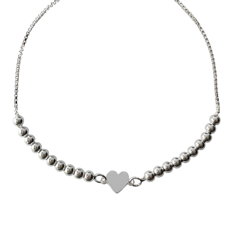 PULSERA ANDREA COGGIOLA JOYAS CORAZÓN BOLITAS PLATA FINA 925 - 2