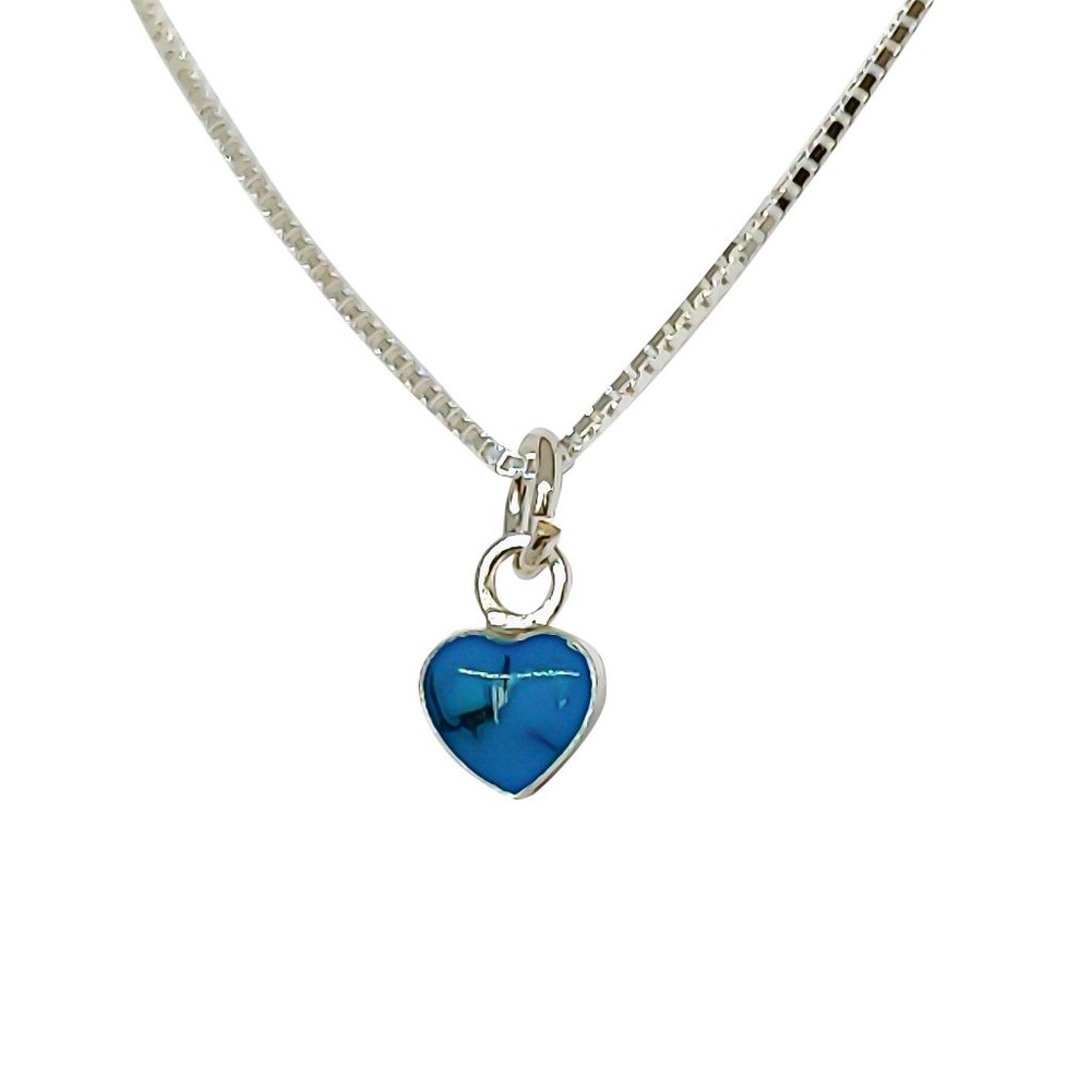 COLLAR ANDREA COGGIOLA JOYAS PLATA FINA 925 CORAZÓN TURQUESA MINI - 1