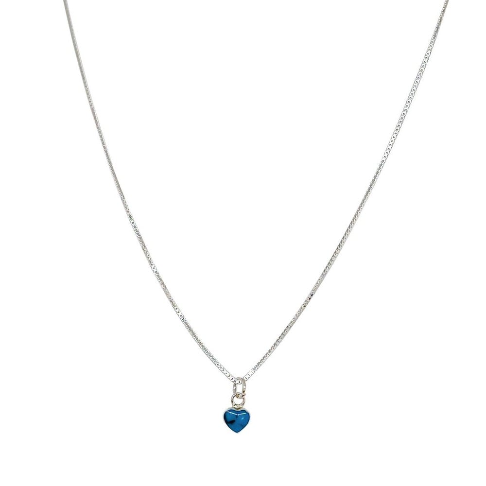 COLLAR ANDREA COGGIOLA JOYAS PLATA FINA 925 CORAZÓN TURQUESA MINI - 2