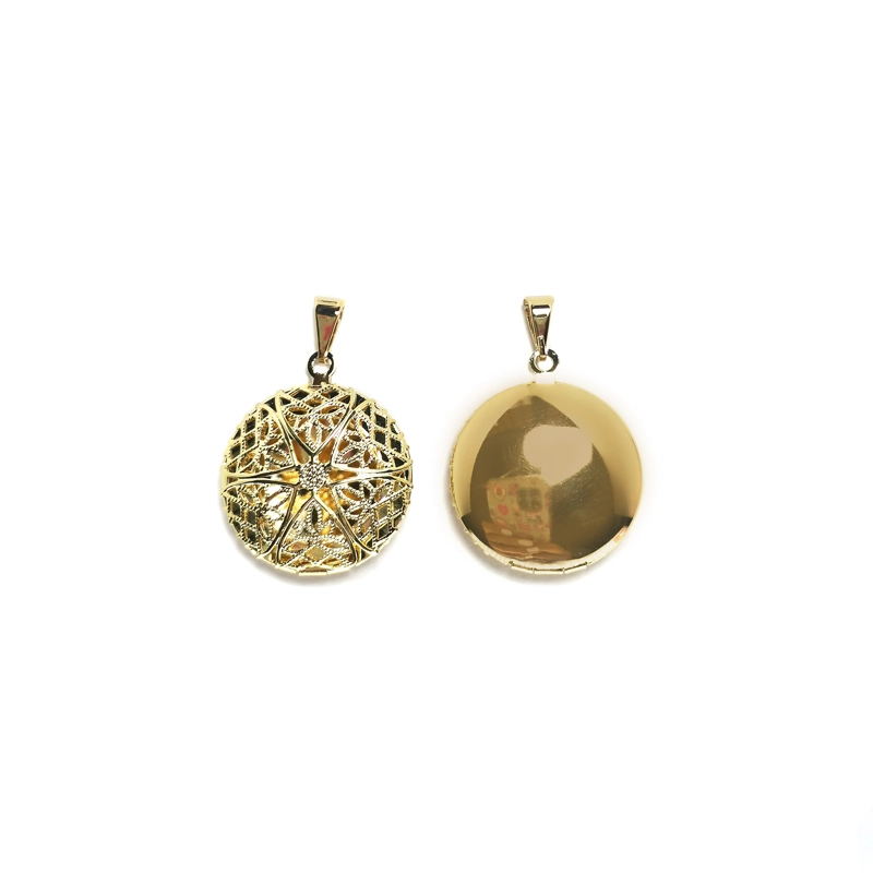 COLGANTE GUARDAPELO REDONDO FILIGRANA ENCHAPADO ORO 18K - 3