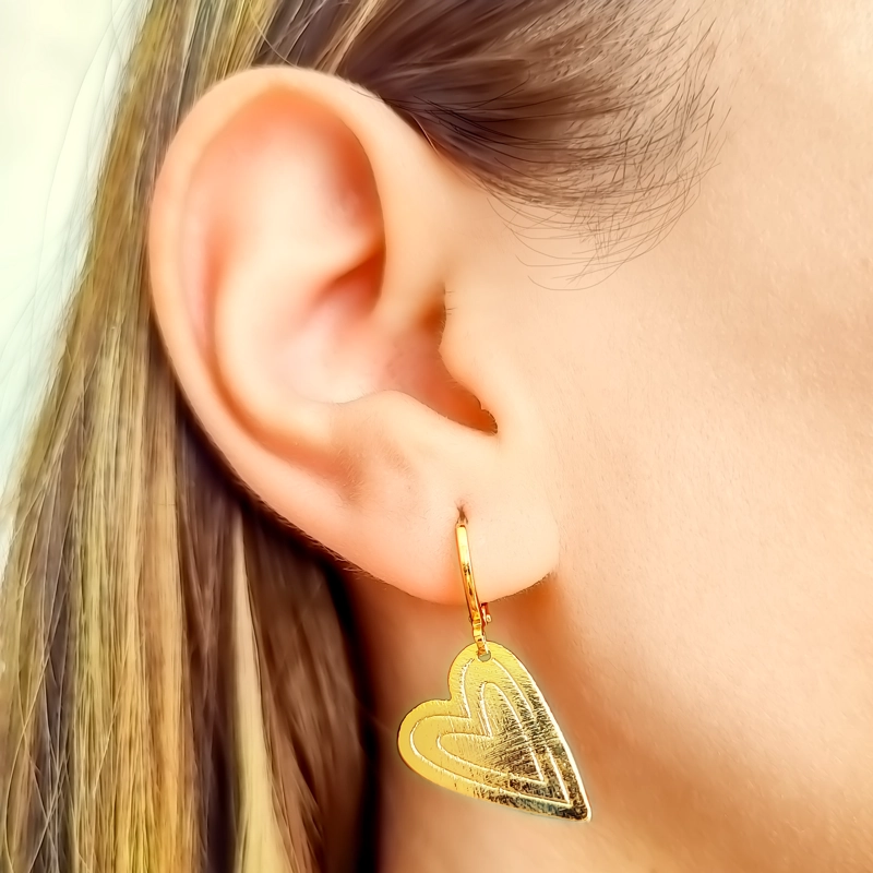 AROS ARGOLLA CORAZON SAMI ENCHAPADO ORO 18K - 3