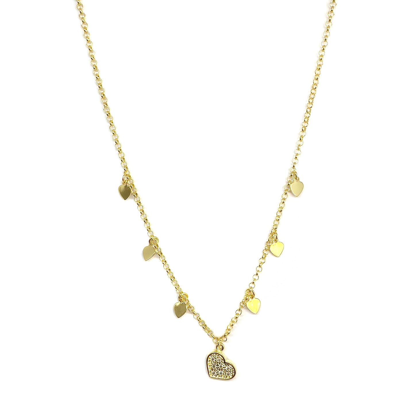 COLLAR ANDREA COGGIOLA JOYAS ENCHAPADO ORO 18K CORAZONES CIRCÓN - 1