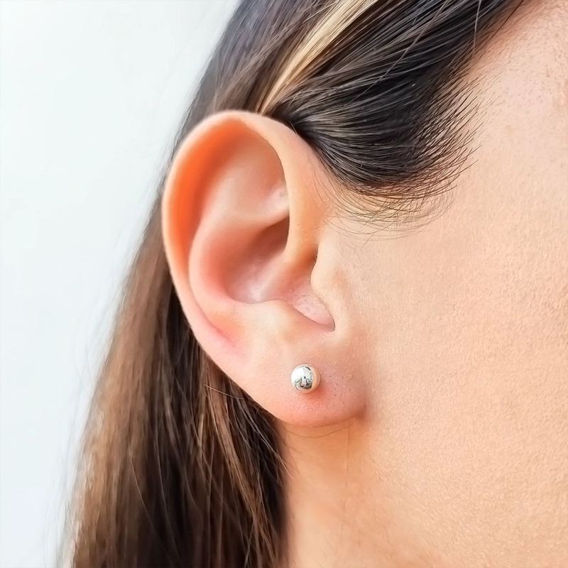 AROS ANDREA COGGIOLA JOYAS BOLA 5MM PLATA FINA 925 - 3