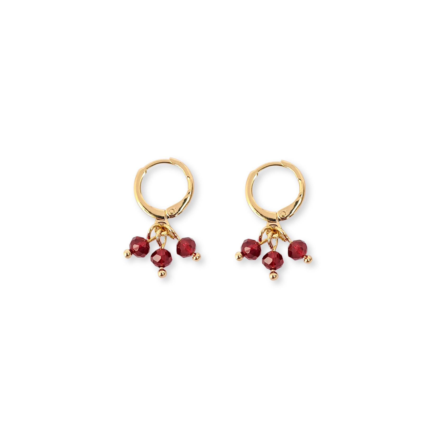 AROS ANDREA COGGIOLA JOYAS ARGOLLAS CRISTALES ROJO ENCHAPADO ORO 18K - 1