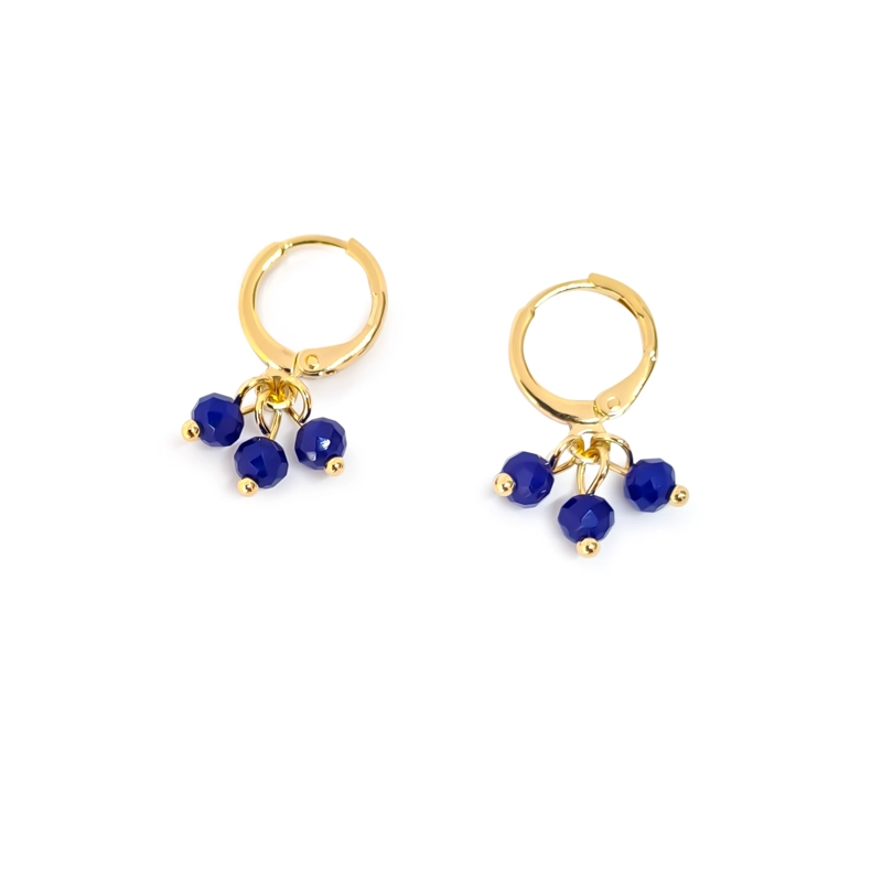 AROS ANDREA COGGIOLA JOYAS ARGOLLAS CRISTALES AZULES ENCHAPADO ORO 18K - 1