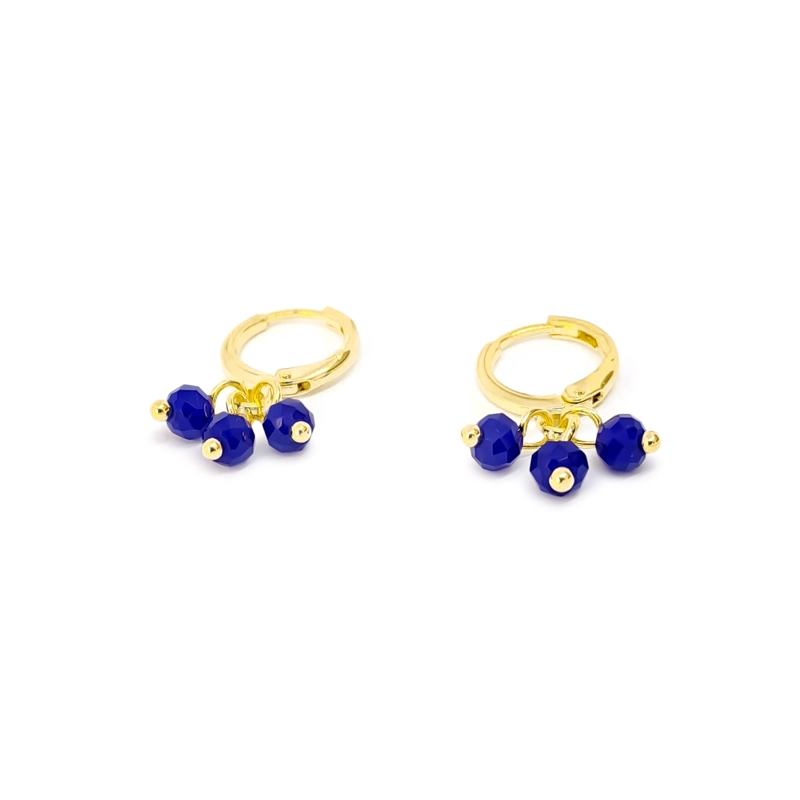 AROS ANDREA COGGIOLA JOYAS ARGOLLAS CRISTALES AZULES ENCHAPADO ORO 18K - 2