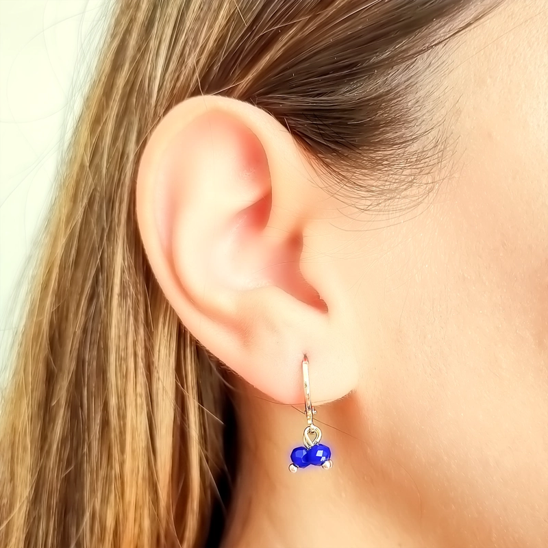 AROS ANDREA COGGIOLA JOYAS ARGOLLAS CRISTALES AZULES ENCHAPADO ORO 18K - 3