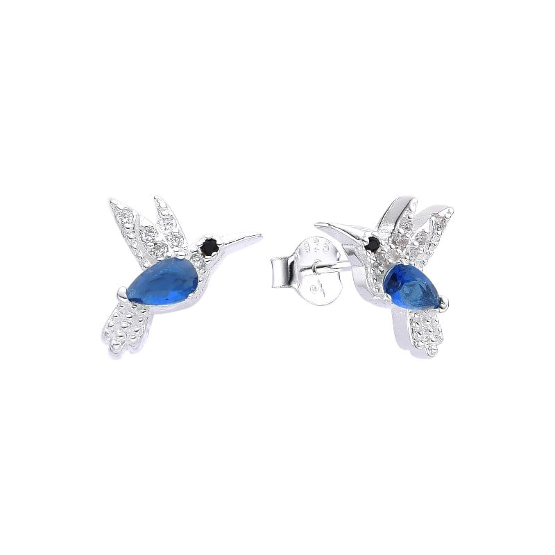 AROS ANDREA COGGIOLA JOYAS COLIBRÍ CIRCÓN AZUL PLATA FINA 925 - 1