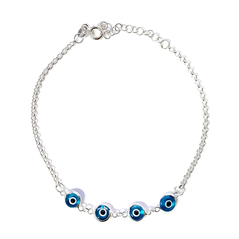 PULSERA ANDREA COGGIOLA JOYAS 4 OJOS TURCOS PLATA FINA 925 - 1