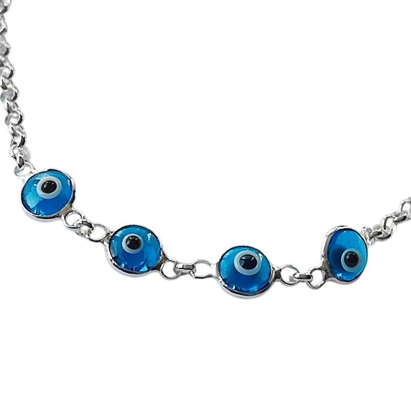 PULSERA ANDREA COGGIOLA JOYAS 4 OJOS TURCOS PLATA FINA 925 - 2