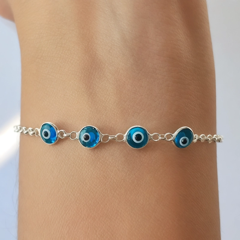 PULSERA ANDREA COGGIOLA JOYAS 4 OJOS TURCOS PLATA FINA 925 - 4