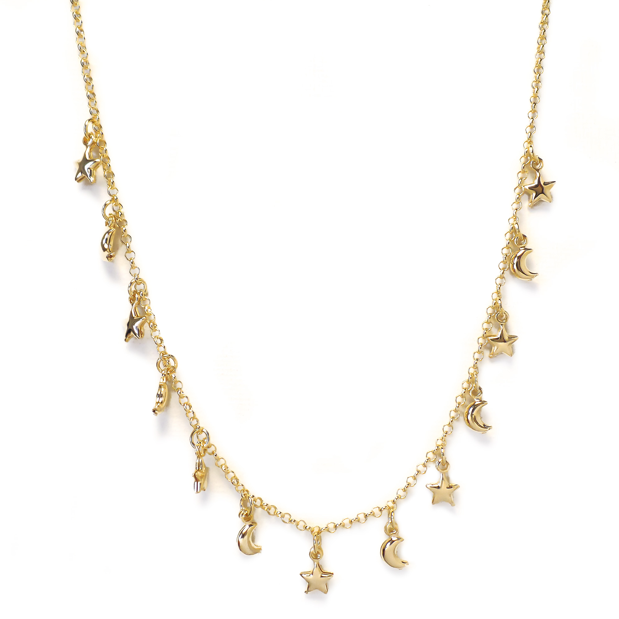 COLLAR ANDREA COGGIOLA JOYAS ENCHAPADO ORO 18K CHOKER ESTRELLAS LUNAS - 1