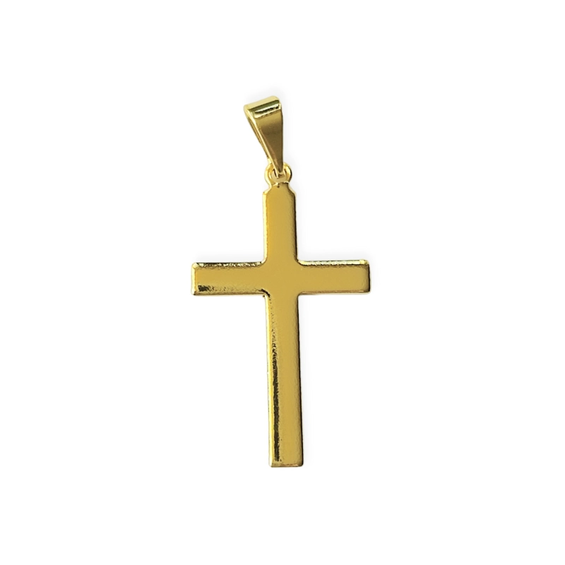 COLGANTE CRUZ PLANA LISA ENCHAPADO ORO 18K - 1