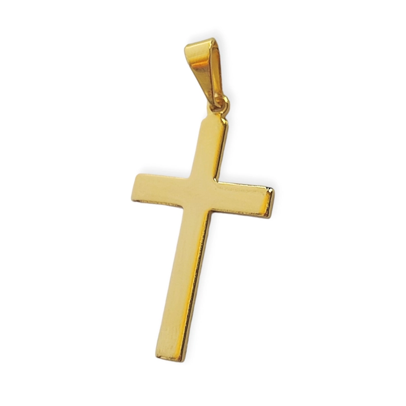 COLGANTE CRUZ PLANA LISA ENCHAPADO ORO 18K - 2