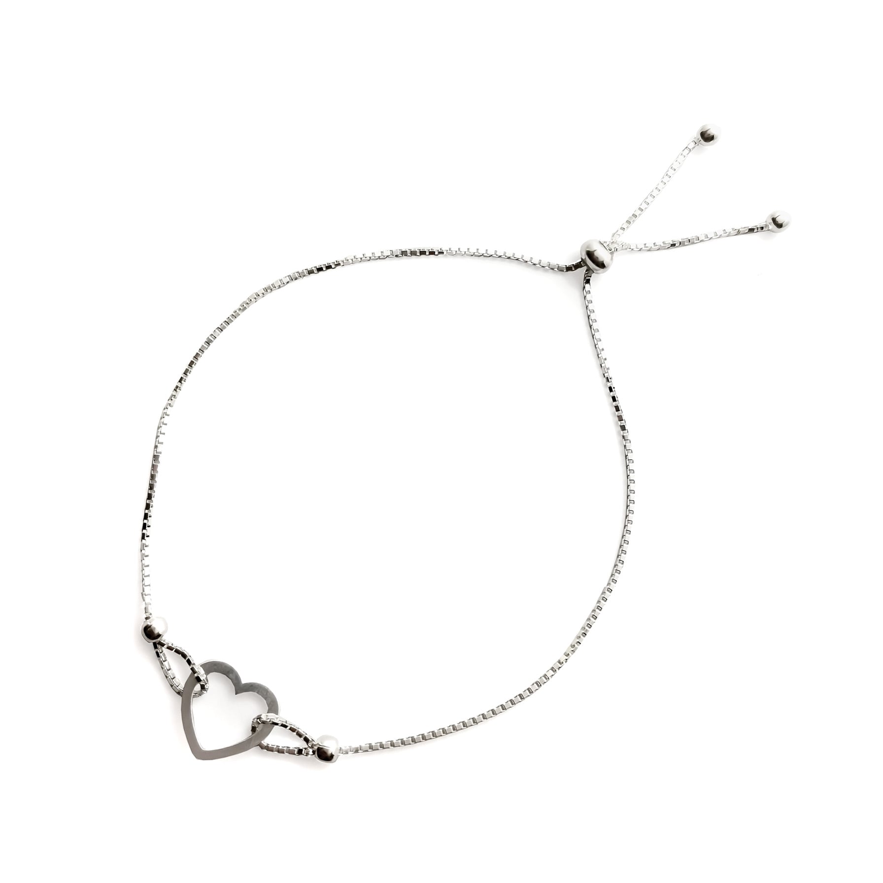 PULSERA ANDREA COGGIOLA JOYAS CORAZÓN CALADO BOLITAS PLATA FINA 925 - 1