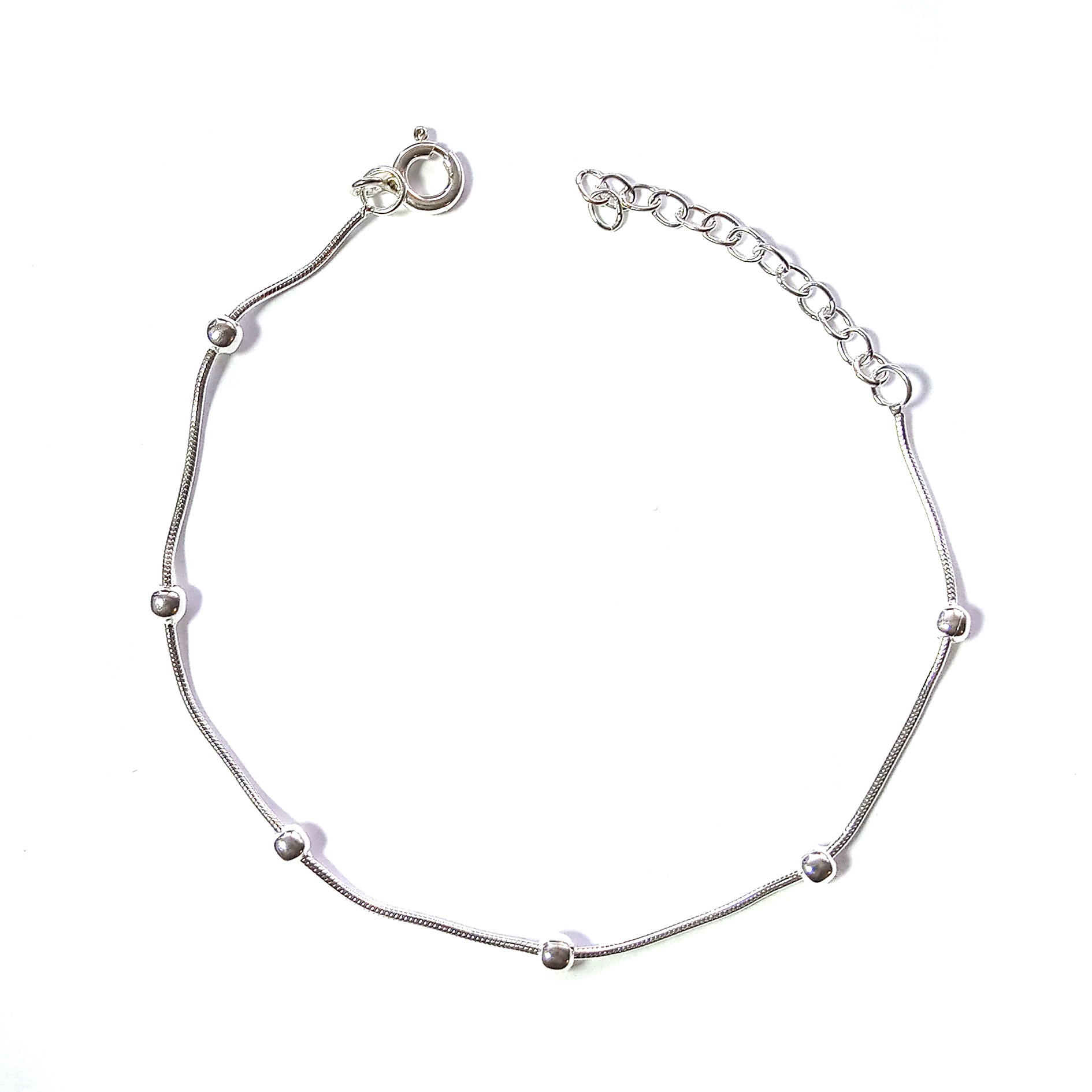 PULSERA ANDREA COGGIOLA JOYAS BOLITAS COLA DE TOPO PLATA FINA 925 - 1