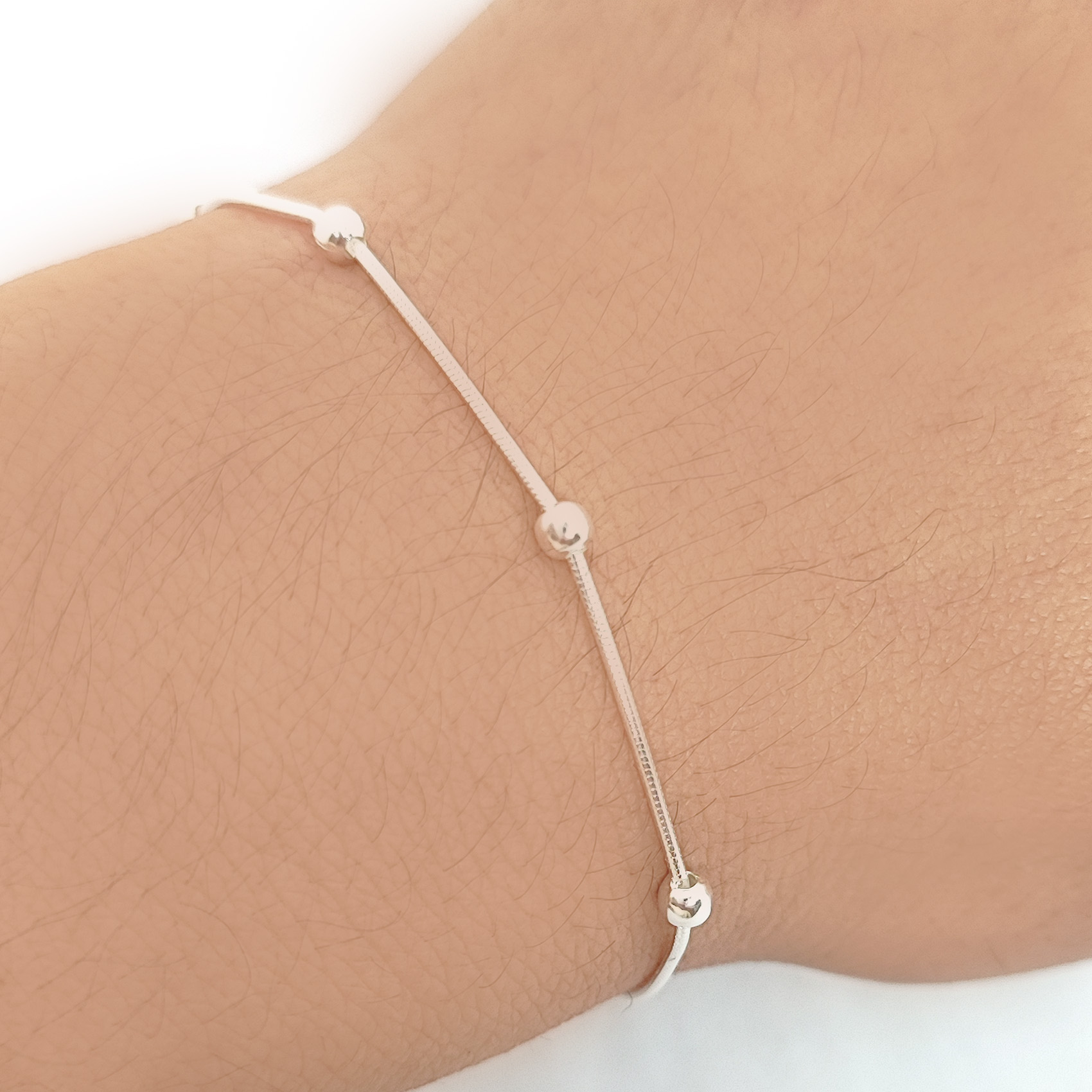 PULSERA ANDREA COGGIOLA JOYAS BOLITAS COLA DE TOPO PLATA FINA 925 - 2