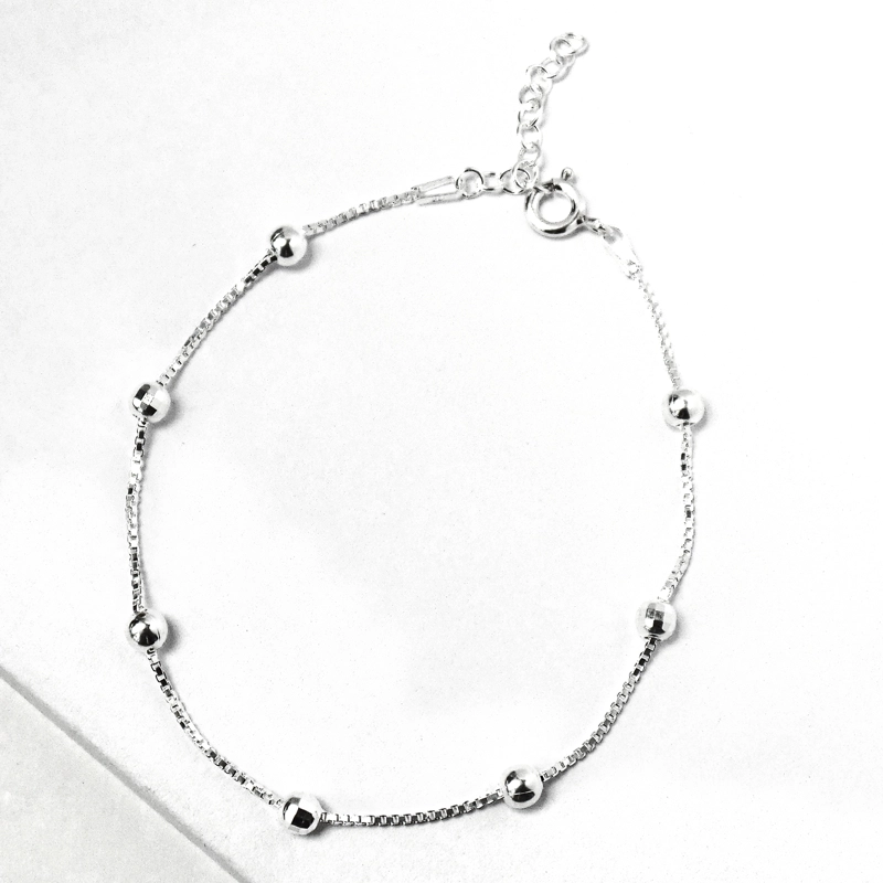 PULSERA ANDREA COGGIOLA JOYAS BOLITAS CADENA VENECIANA PLATA FINA 925 - 1